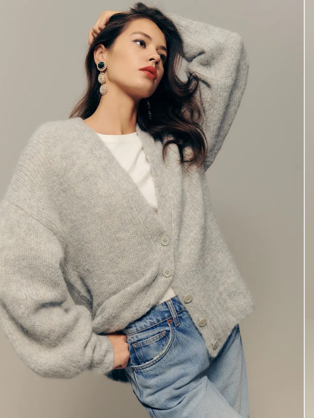 Reformation Aden Cardigan in Foggy Grey, Size XS, Great Condition!